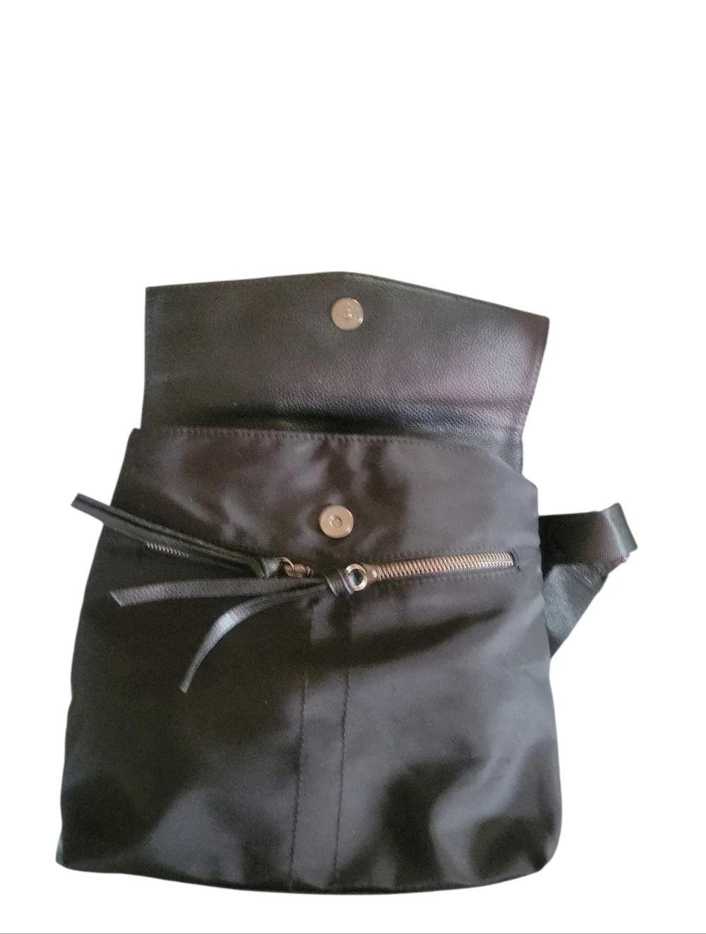 Botkier NY Black Mini Trigger Nylon and Faux Leather Top-Handle  Backpack